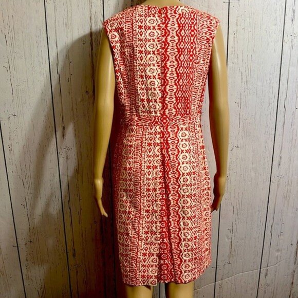 Ellen Tracy Sleeveless Sheath Dress, Red and Cream, Size 6 - Picture 2 of 11